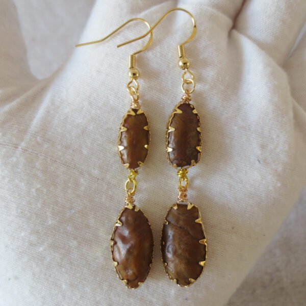 gobi agate raw stone earrings – authentic desert gem jewelry (e103)
