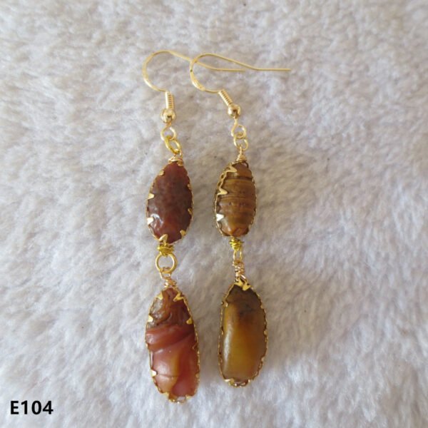 gobi agate raw stone earrings – authentic desert gem jewelry (e104)