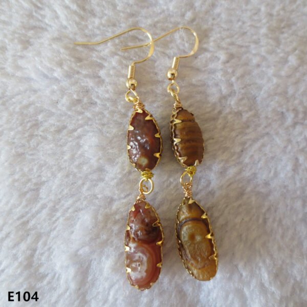 gobi agate raw stone earrings – authentic desert gem jewelry (e104)