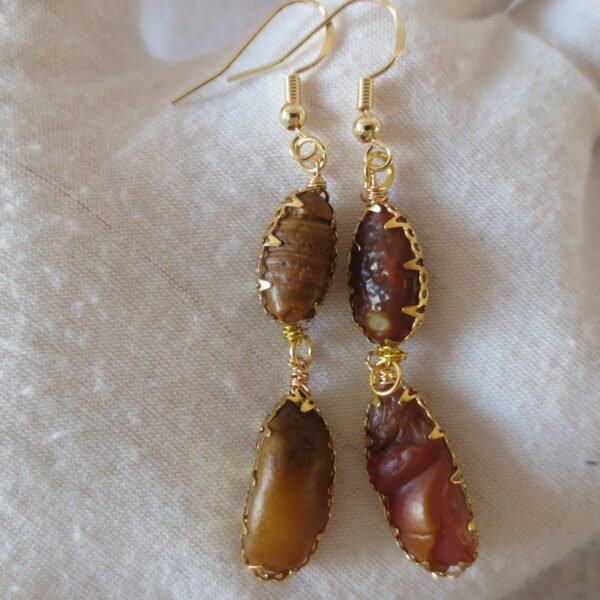 gobi agate raw stone earrings – authentic desert gem jewelry (e104)