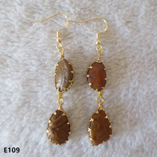 gobi agate raw stone earrings – authentic desert gem jewelry (e109)