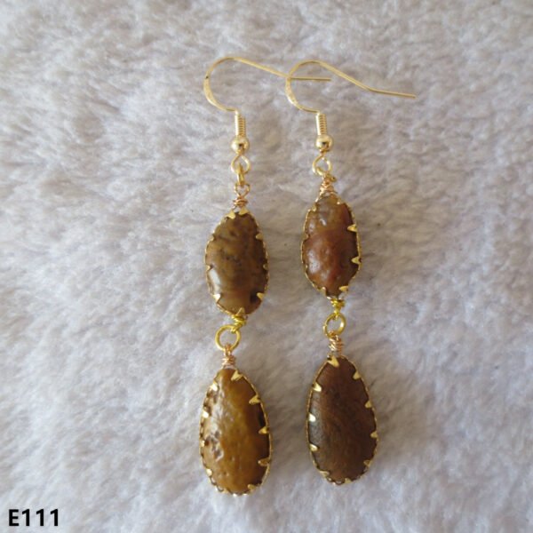 gobi agate raw stone earrings – authentic desert gem jewelry (e111)
