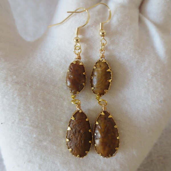 gobi agate raw stone earrings – authentic desert gem jewelry (e111)