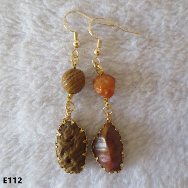 gobi agate raw stone earrings – authentic desert gem jewelry (e112)