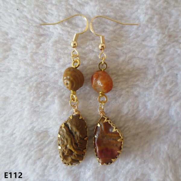 gobi agate raw stone earrings – authentic desert gem jewelry (e112)