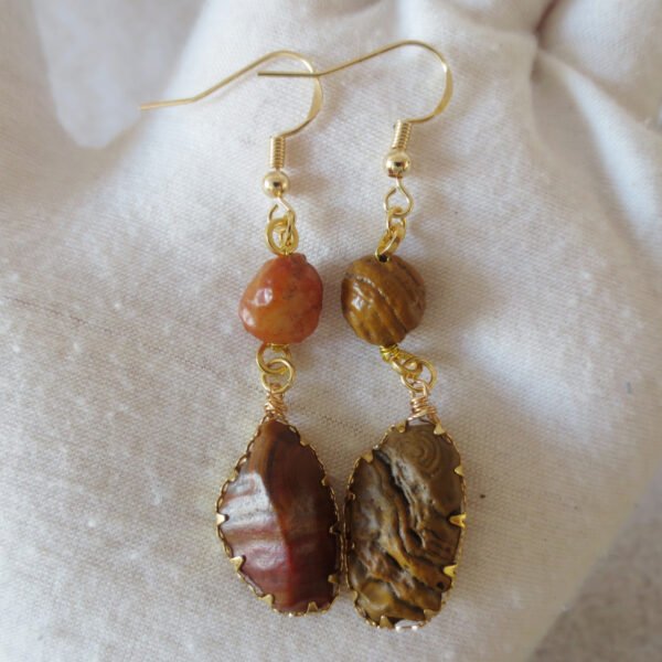 gobi agate raw stone earrings – authentic desert gem jewelry (e112)