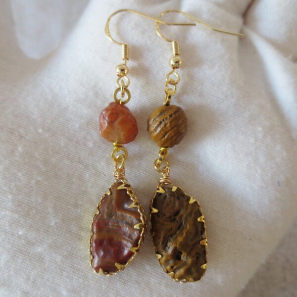 gobi agate raw stone earrings – authentic desert gem jewelry (e112)