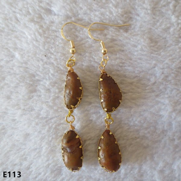 gobi agate raw stone earrings – authentic desert gem jewelry (e113)