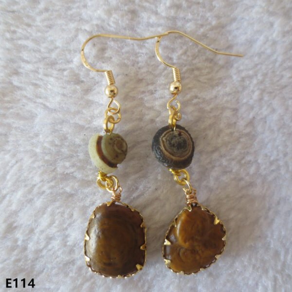 gobi agate raw stone earrings – authentic desert gem jewelry (e114)