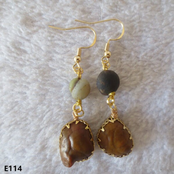 gobi agate raw stone earrings – authentic desert gem jewelry (e114)