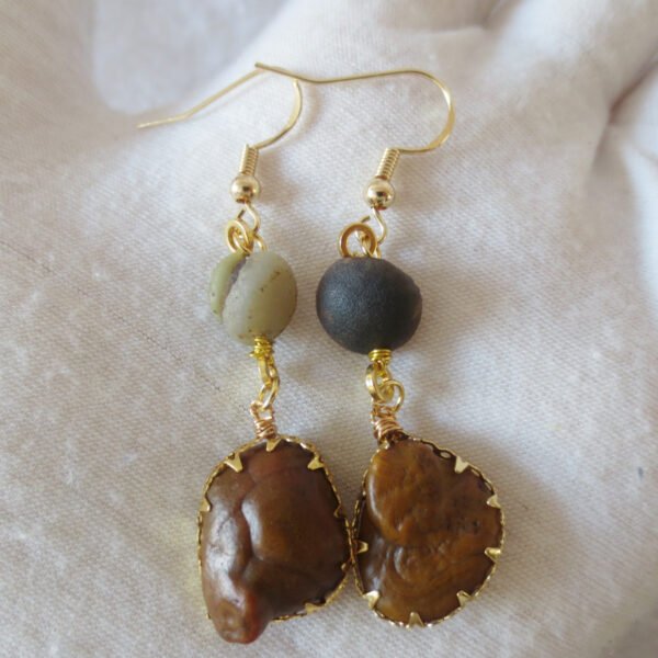 gobi agate raw stone earrings – authentic desert gem jewelry (e114)