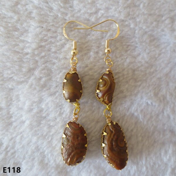 gobi agate raw stone earrings – authentic desert gem jewelry (e118)