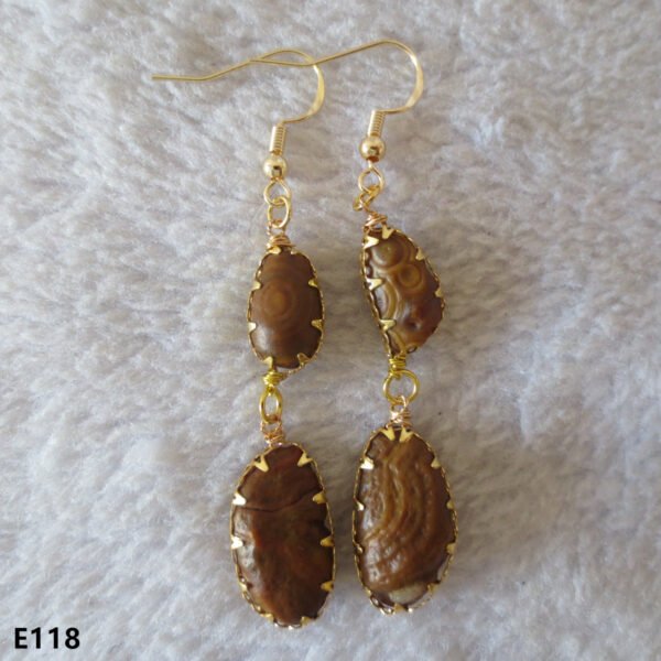 gobi agate raw stone earrings – authentic desert gem jewelry (e118)