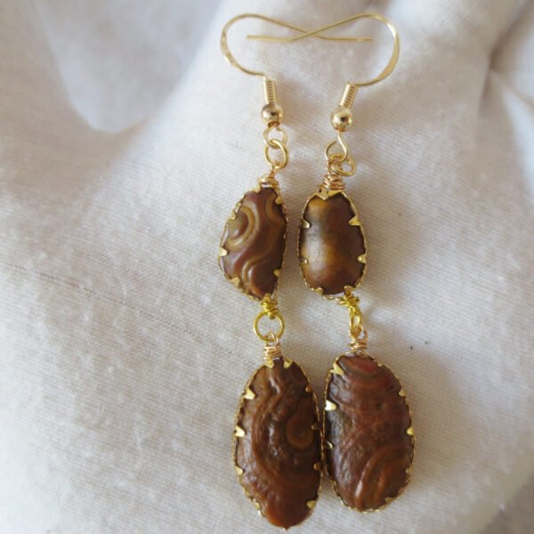 gobi agate raw stone earrings – authentic desert gem jewelry (e118)
