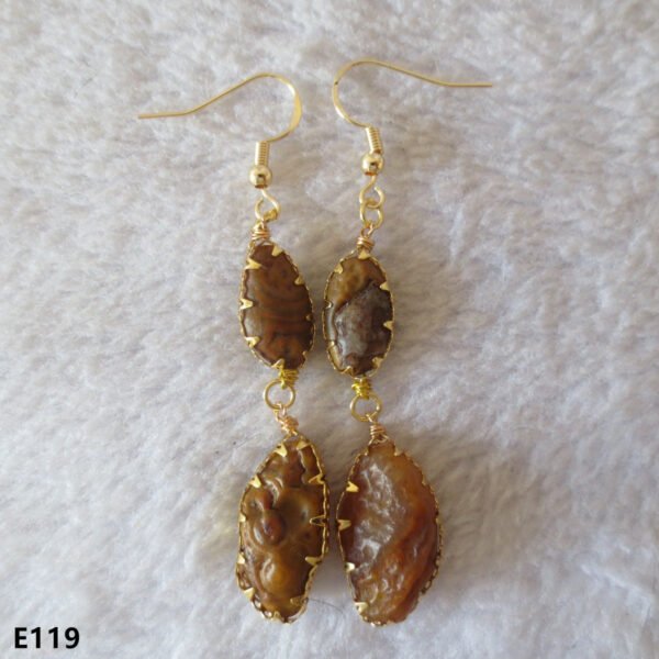 gobi agate raw stone earrings – authentic desert gem jewelry (e119)