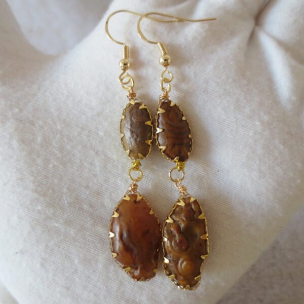 gobi agate raw stone earrings – authentic desert gem jewelry (e119)