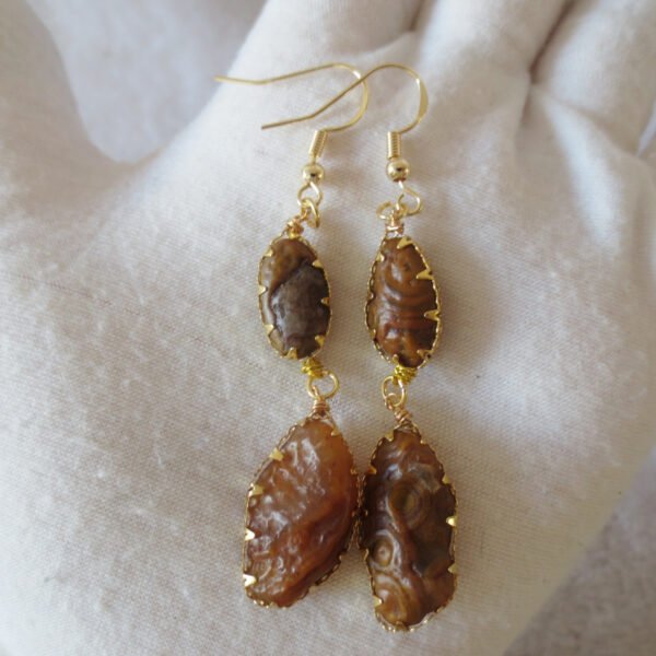 gobi agate raw stone earrings – authentic desert gem jewelry (e119)