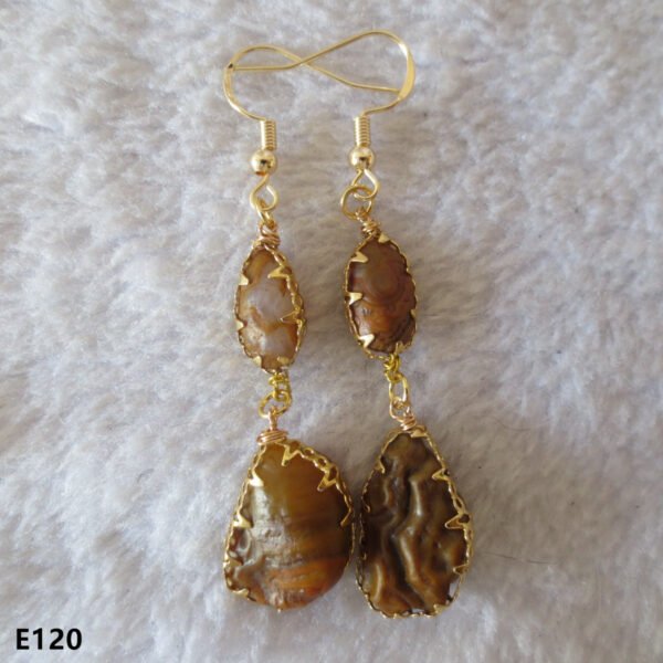 gobi agate raw stone earrings – authentic desert gem jewelry (e120)