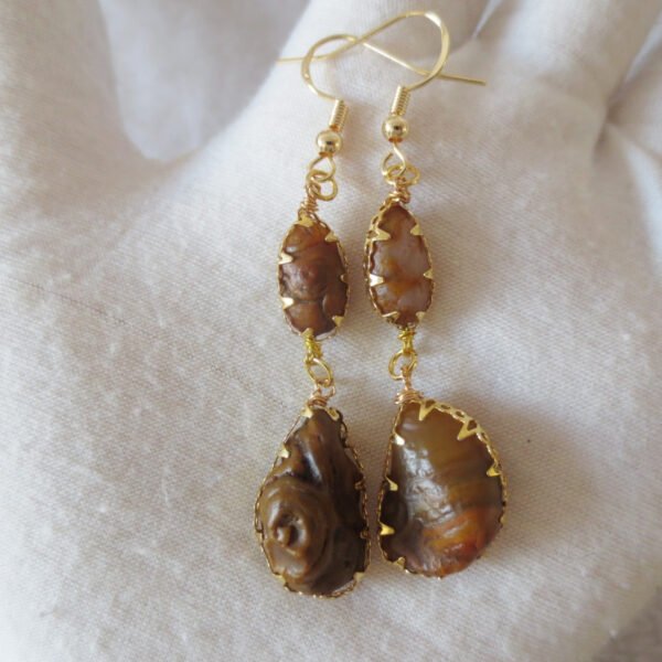 gobi agate raw stone earrings – authentic desert gem jewelry (e120)