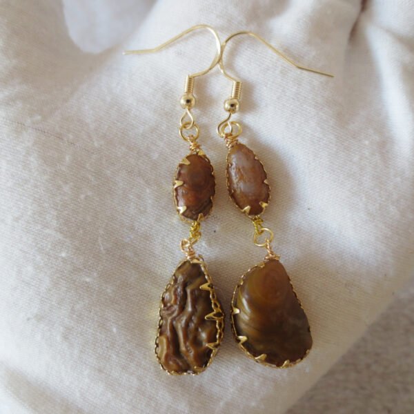 gobi agate raw stone earrings – authentic desert gem jewelry (e120)