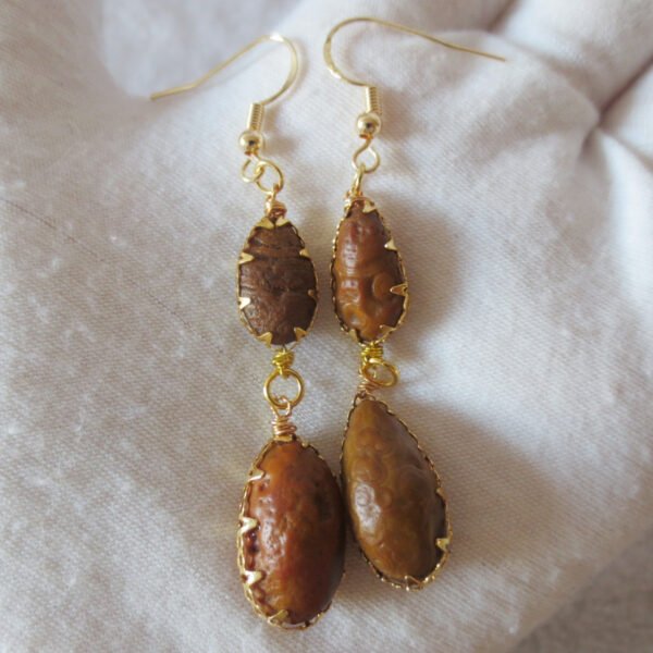 gobi agate raw stone earrings – authentic desert gem jewelry (e122)