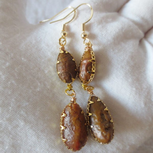 gobi agate raw stone earrings – authentic desert gem jewelry (e122)