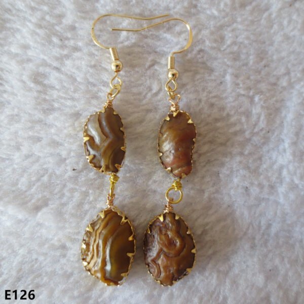 gobi agate raw stone earrings – authentic desert gem jewelry (e126)