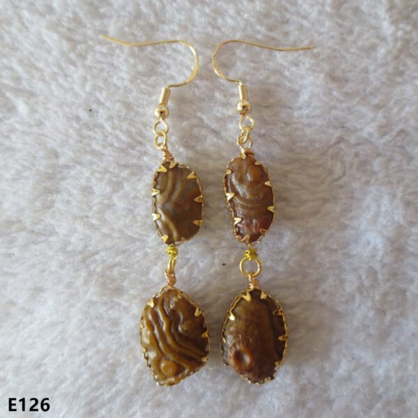 gobi agate raw stone earrings – authentic desert gem jewelry (e126)