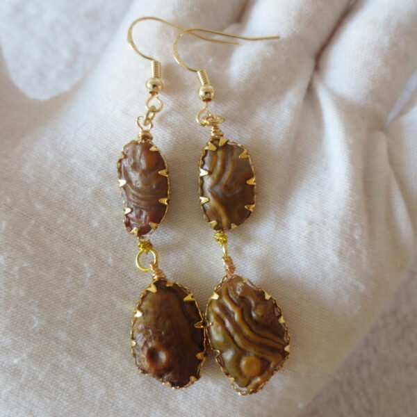 gobi agate raw stone earrings – authentic desert gem jewelry (e126)