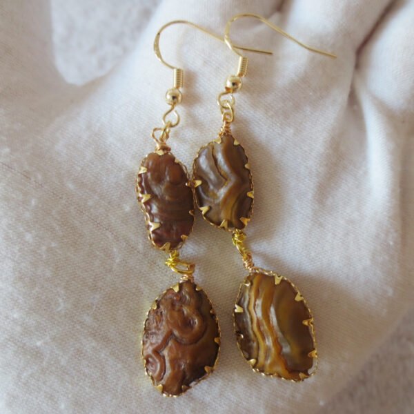 gobi agate raw stone earrings – authentic desert gem jewelry (e126)