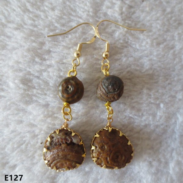 gobi agate raw stone earrings – authentic desert gem jewelry (e127)