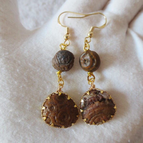 gobi agate raw stone earrings – authentic desert gem jewelry (e127)