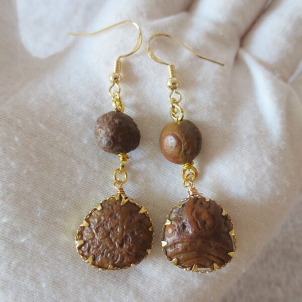 gobi agate raw stone earrings – authentic desert gem jewelry (e127)