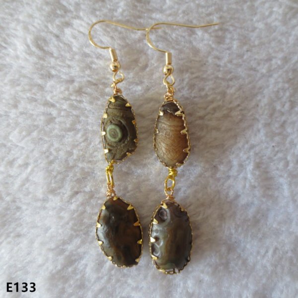 gobi agate raw stone earrings – authentic desert gem jewelry (e133)