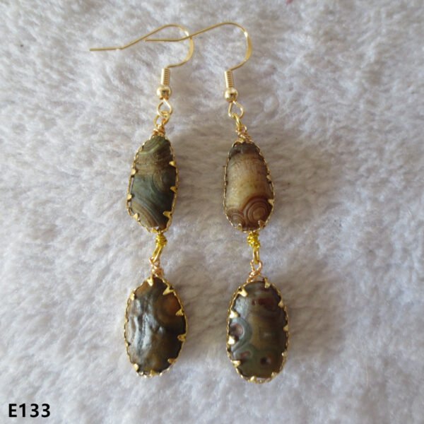 gobi agate raw stone earrings – authentic desert gem jewelry (e133)