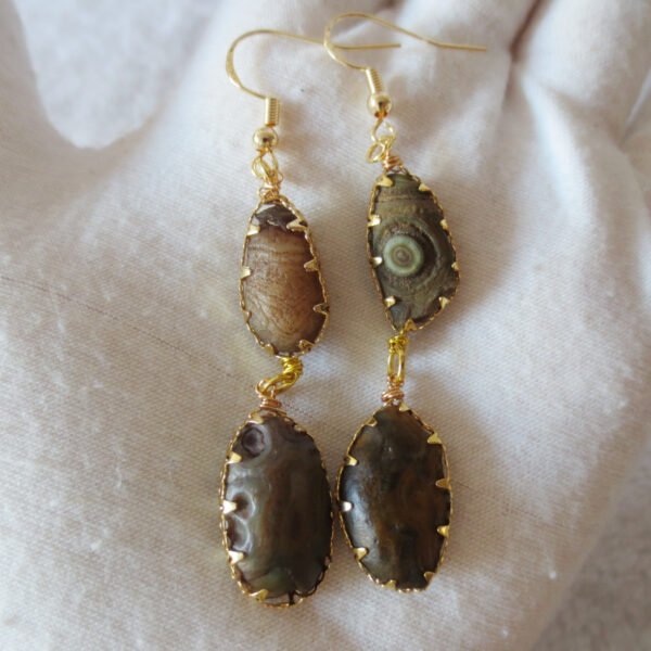 gobi agate raw stone earrings – authentic desert gem jewelry (e133)