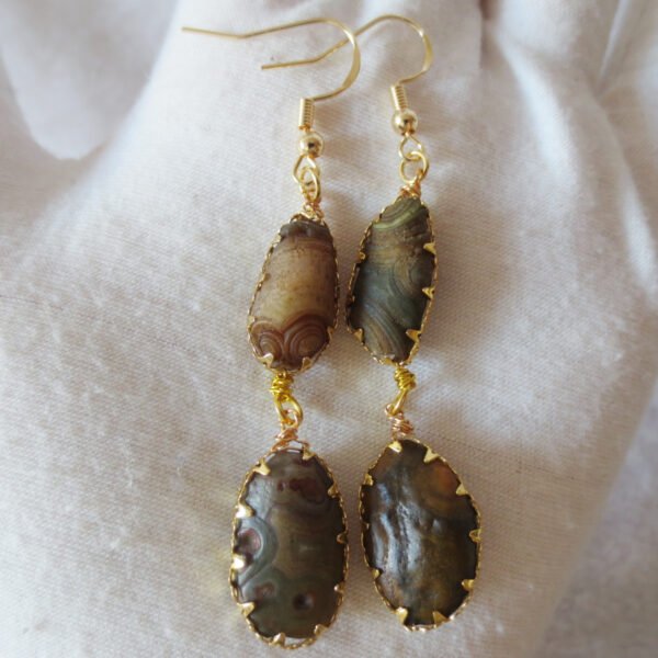gobi agate raw stone earrings – authentic desert gem jewelry (e133)