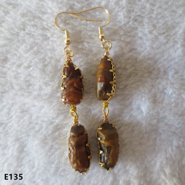 gobi agate raw stone earrings – authentic desert gem jewelry (e135)