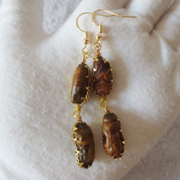 gobi agate raw stone earrings – authentic desert gem jewelry (e135)