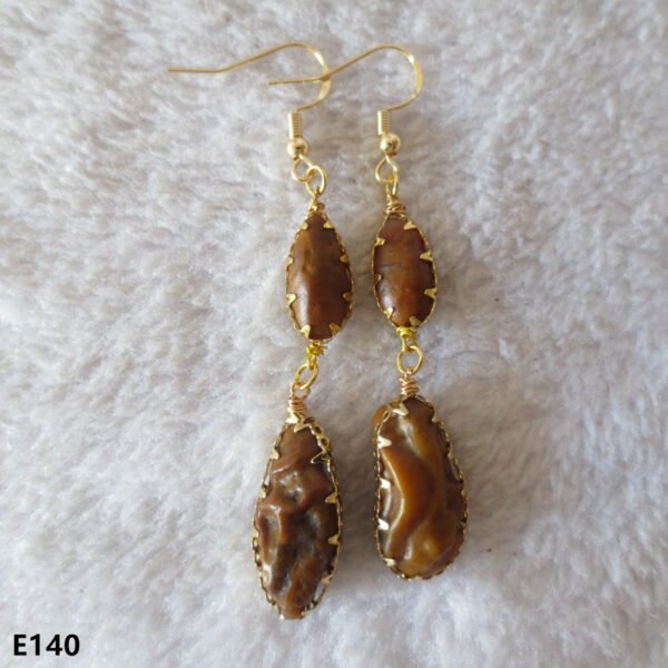 gobi agate raw stone earrings – authentic desert gem jewelry (e140)