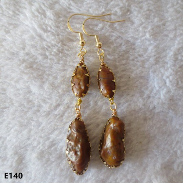 gobi agate raw stone earrings – authentic desert gem jewelry (e140)