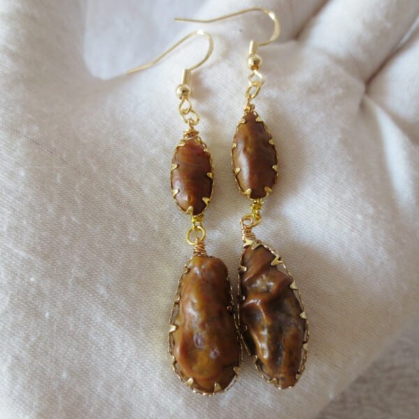 gobi agate raw stone earrings – authentic desert gem jewelry (e140)
