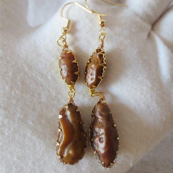 gobi agate raw stone earrings – authentic desert gem jewelry (e140)