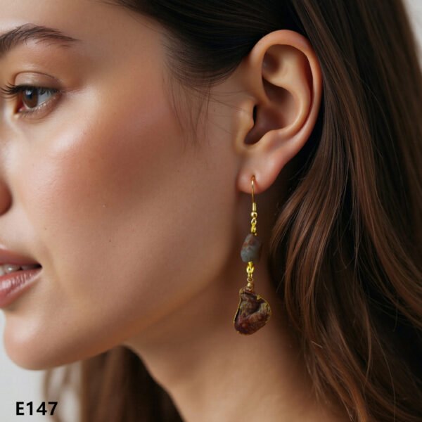 gobi agate raw stone earrings – authentic desert gem jewelry (e147)