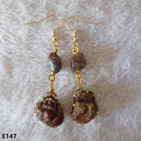 gobi agate raw stone earrings – authentic desert gem jewelry (e147)