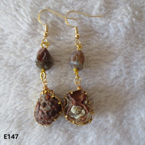 gobi agate raw stone earrings – authentic desert gem jewelry (e147)
