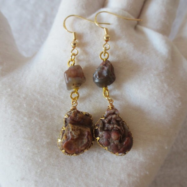 gobi agate raw stone earrings – authentic desert gem jewelry (e147)