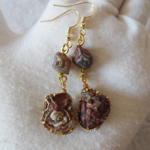 gobi agate raw stone earrings – authentic desert gem jewelry (e147)