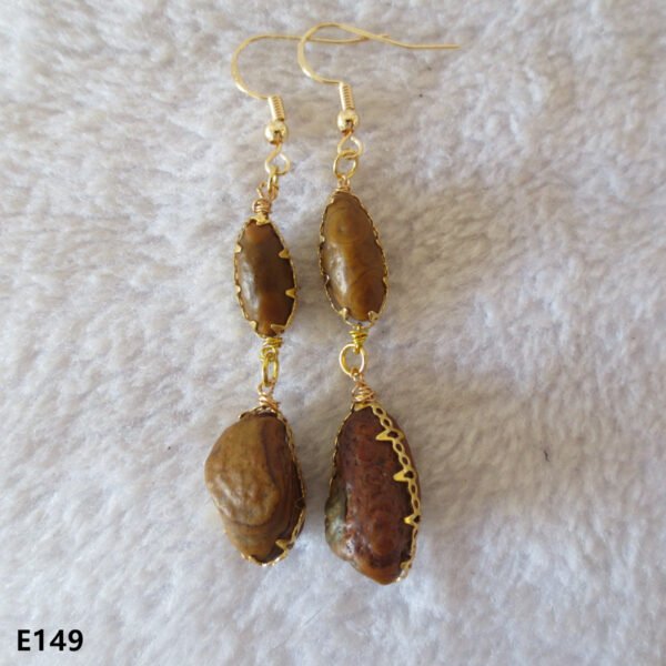 gobi agate raw stone earrings – authentic desert gem jewelry (e149)