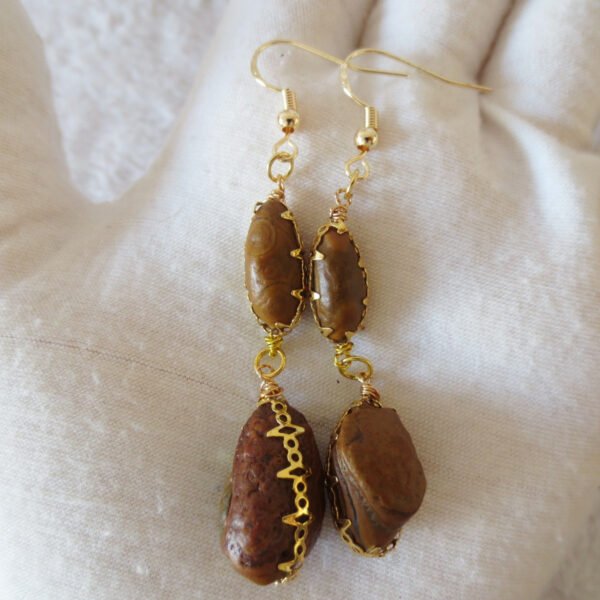 gobi agate raw stone earrings – authentic desert gem jewelry (e149)